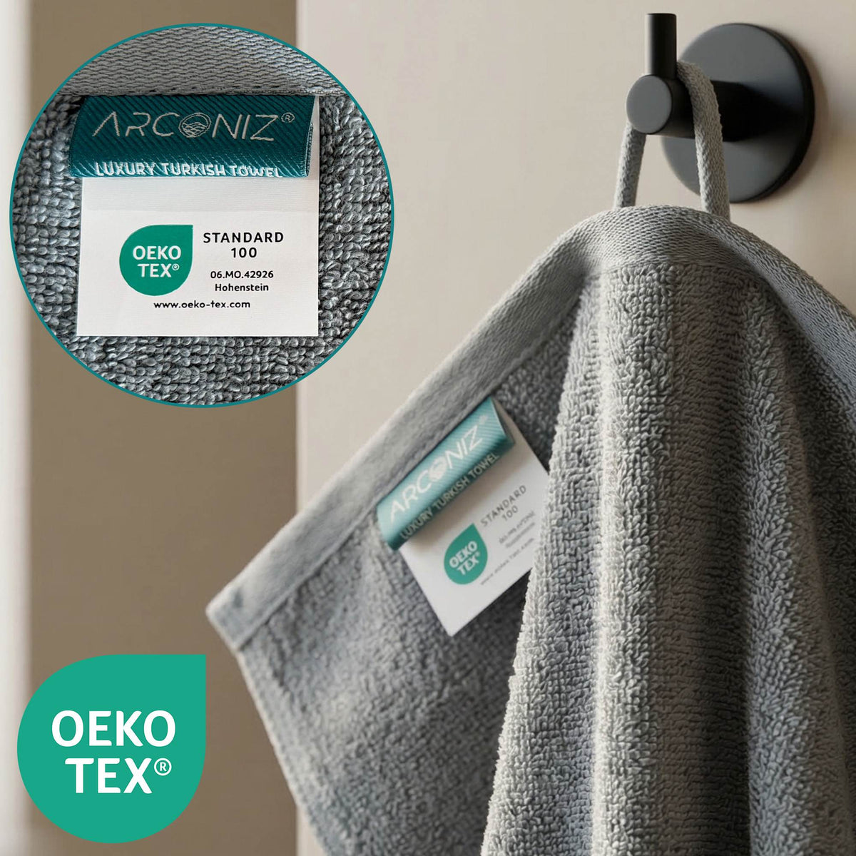 Gray Luxury Turkish Cotton Towel Set