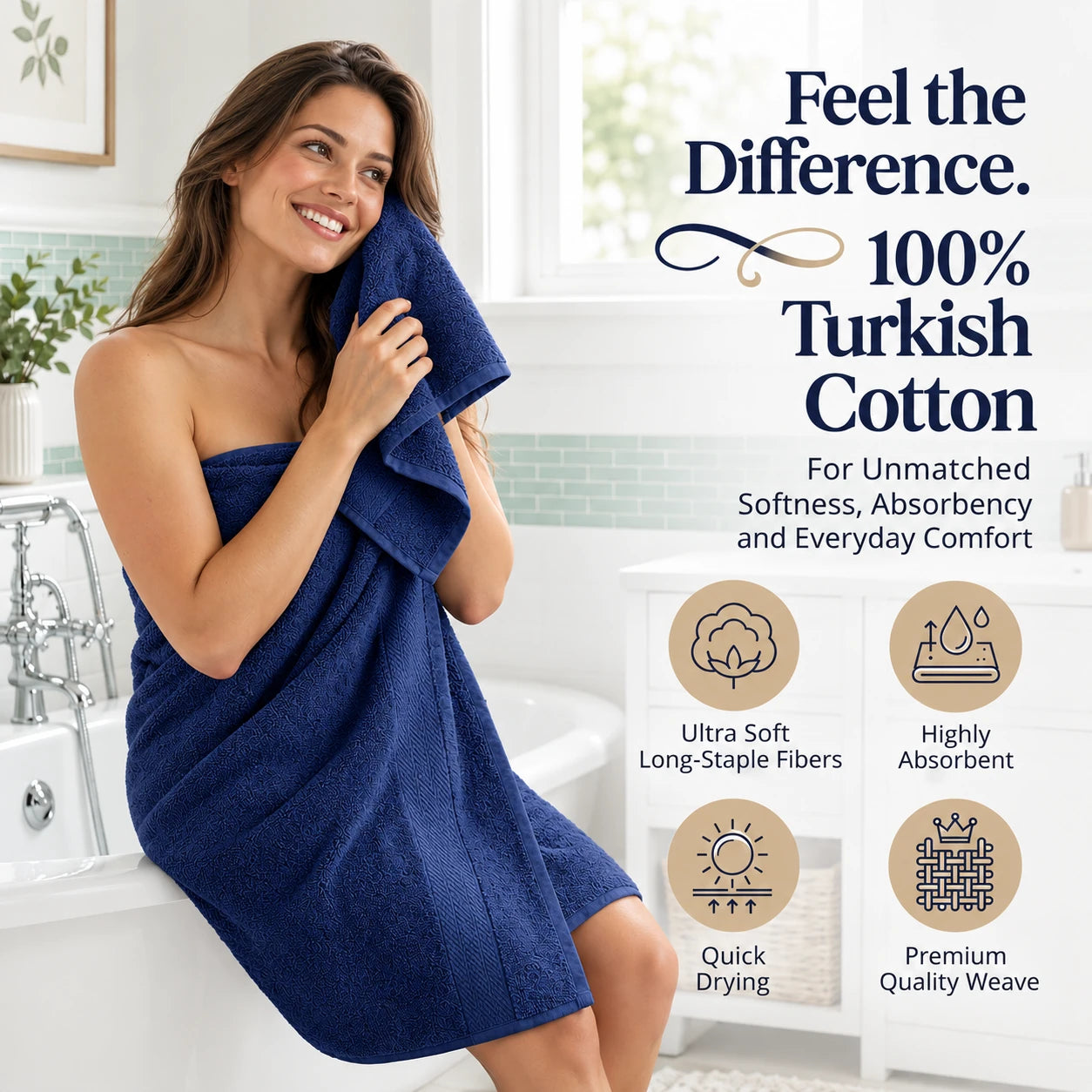 16 Piece Luxury Towel Set - 100% Turkish Cotton, Quick Dry