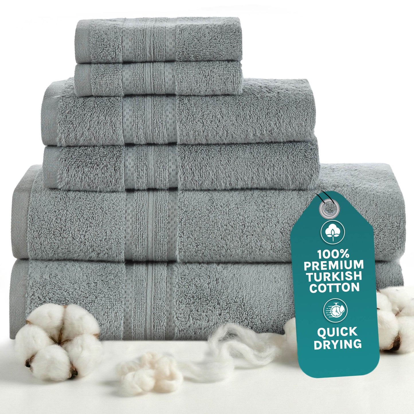 Gray Luxury Turkish Cotton Towel Set