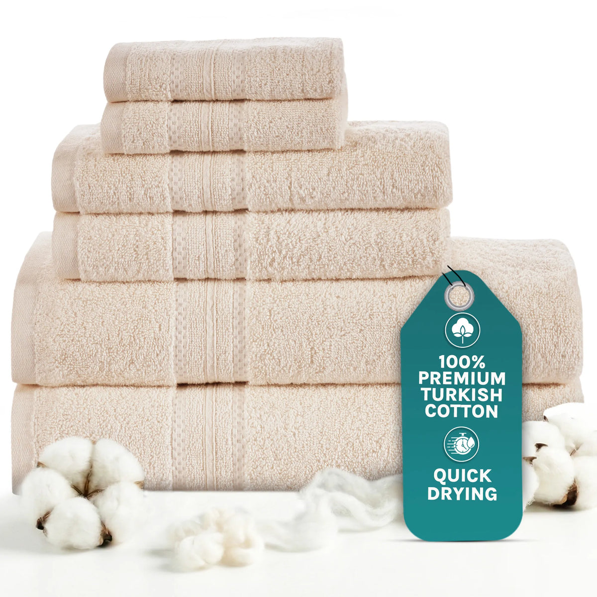 Beige Luxury Turkish Cotton Towel Set