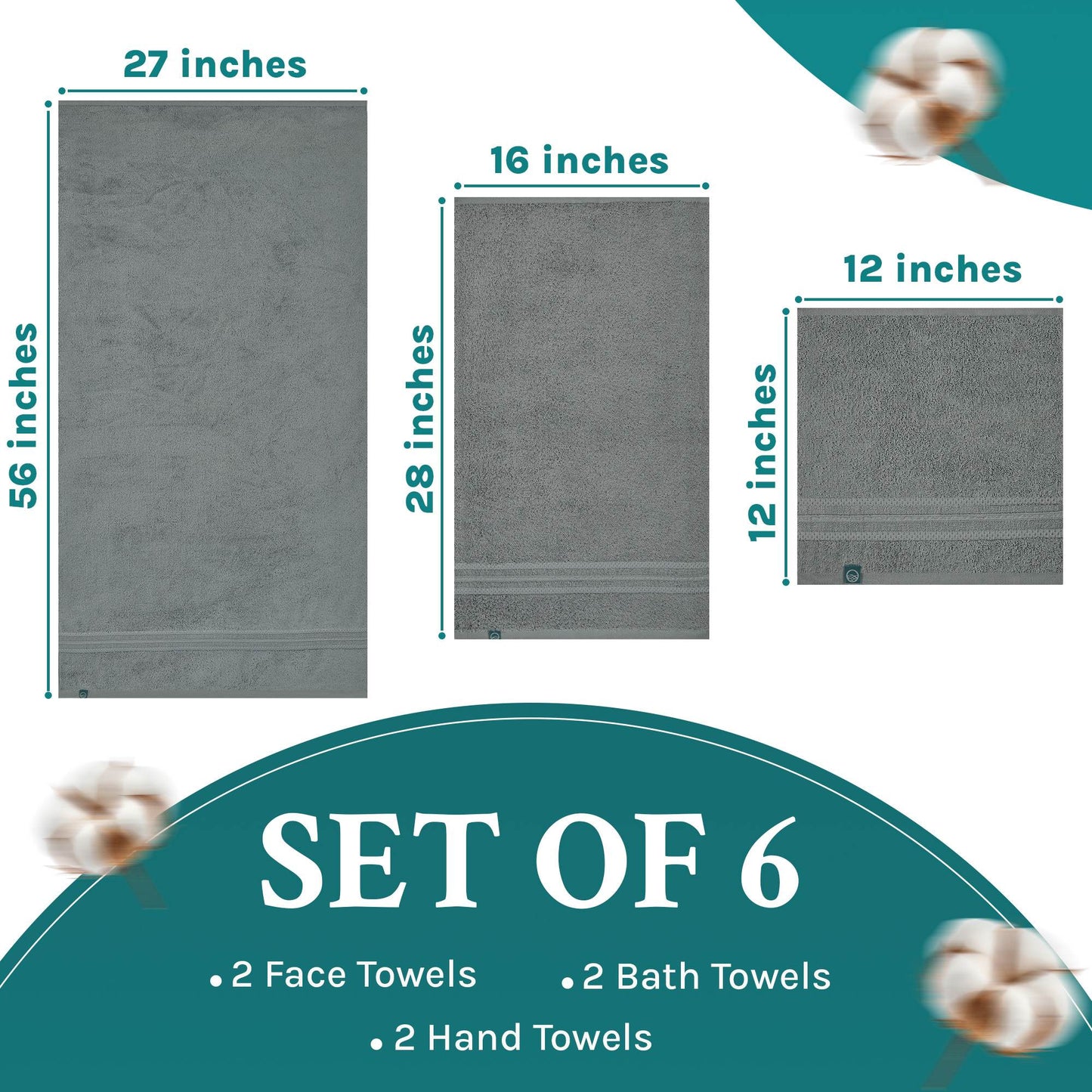 Gray Luxury Turkish Cotton Towel Set