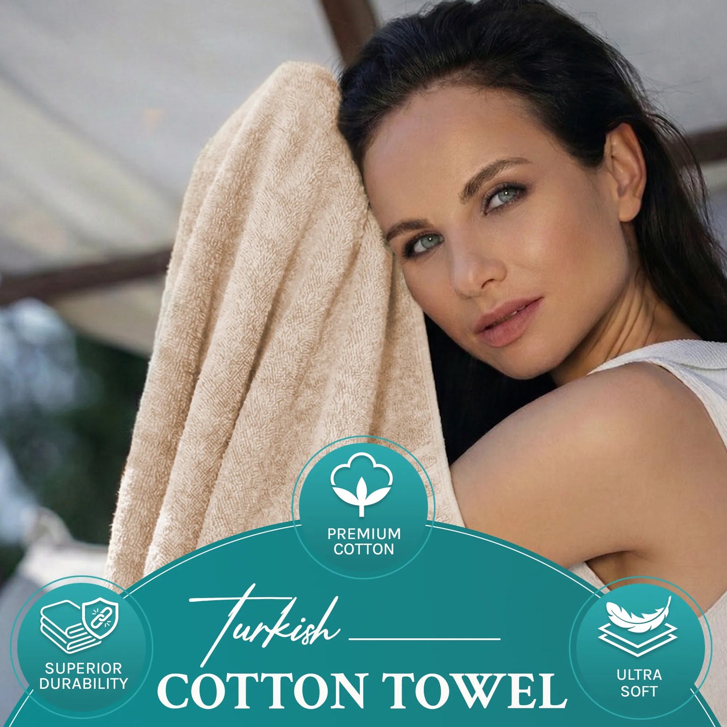 Beige Luxury Turkish Cotton Towel Set