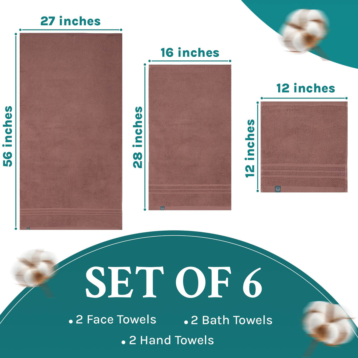 Dusty Rose Luxury Turkish Cotton Towel Set