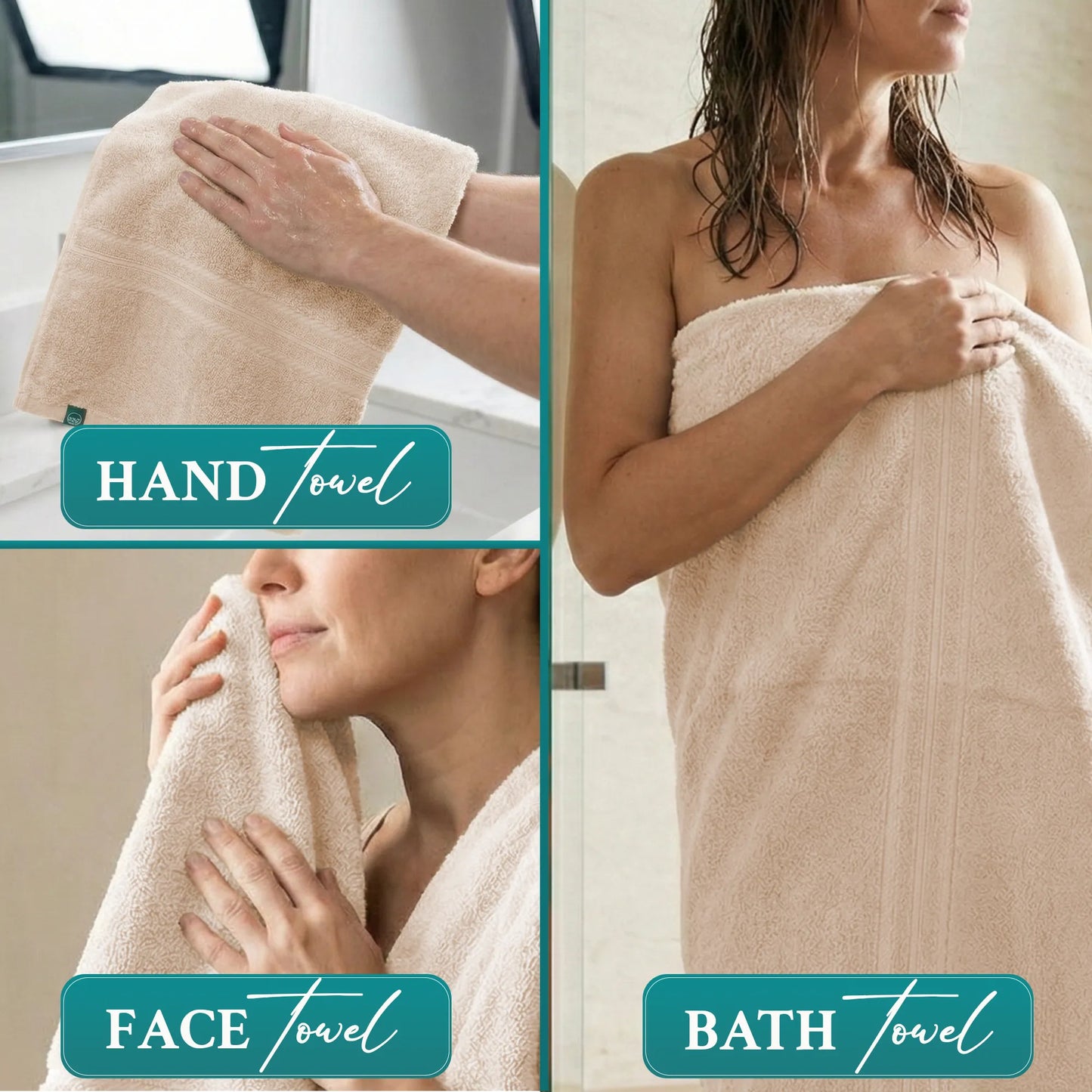 Beige Luxury Turkish Cotton Towel Set