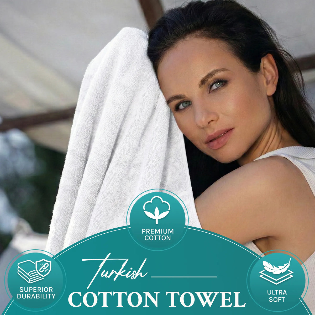 White Luxury Turkish Cotton Towel Set