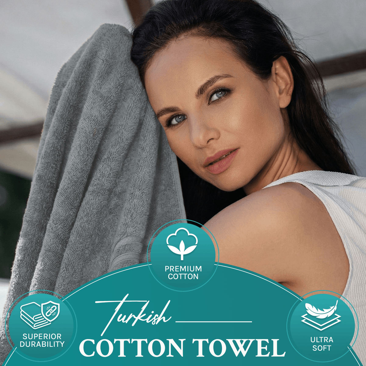 Gray Luxury Turkish Cotton Towel Set