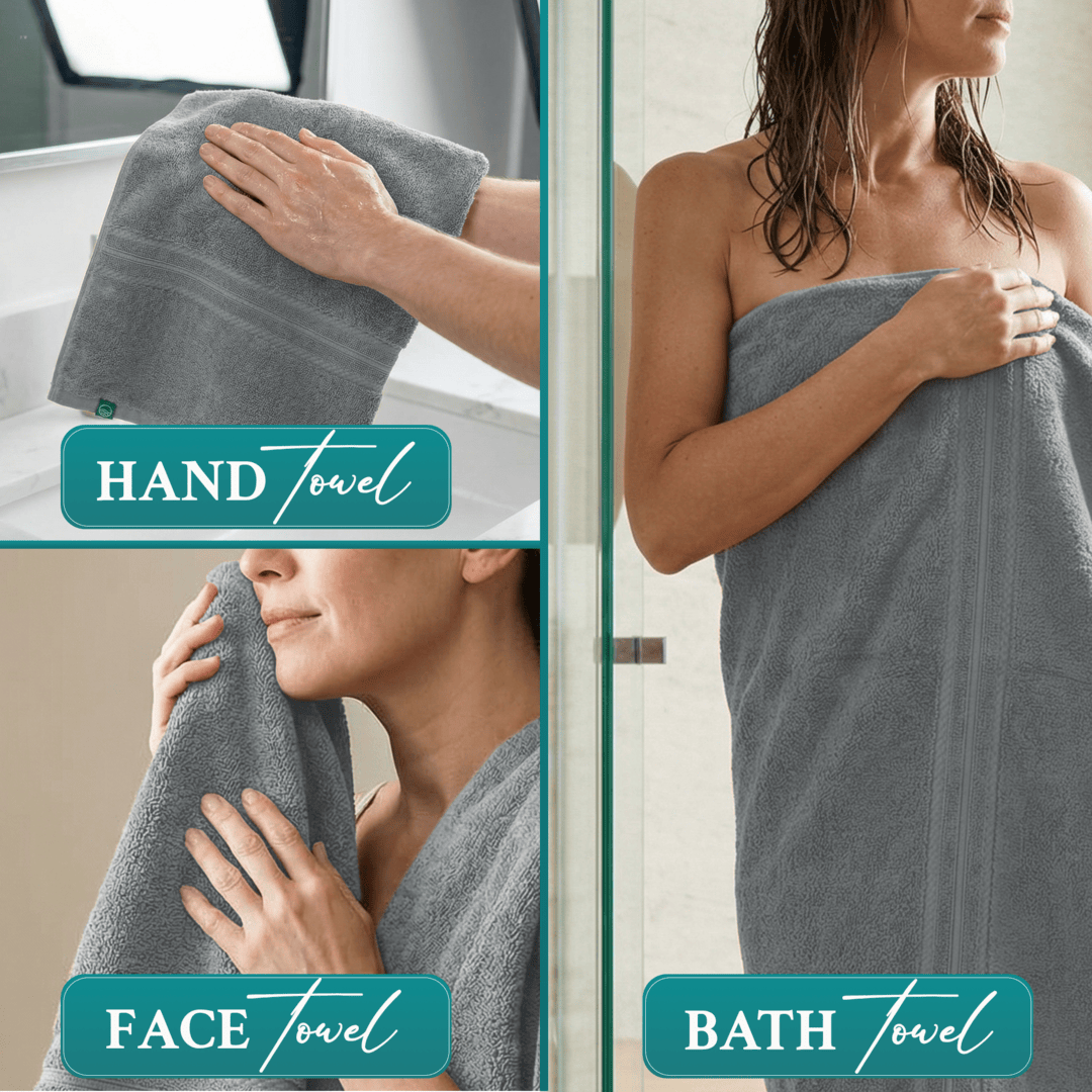 Gray Luxury Turkish Cotton Towel Set