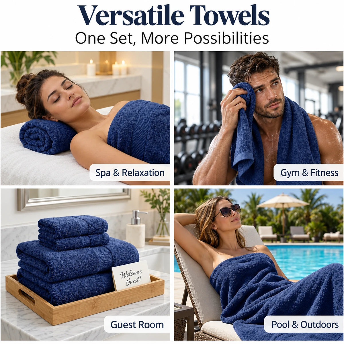 16 Piece Luxury Towel Set - 100% Turkish Cotton, Quick Dry