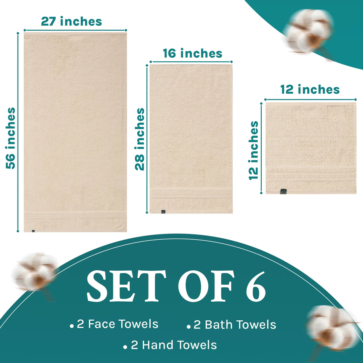 Beige Luxury Turkish Cotton Towel Set